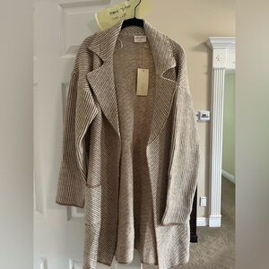 Chic Beige Striped Cardigan